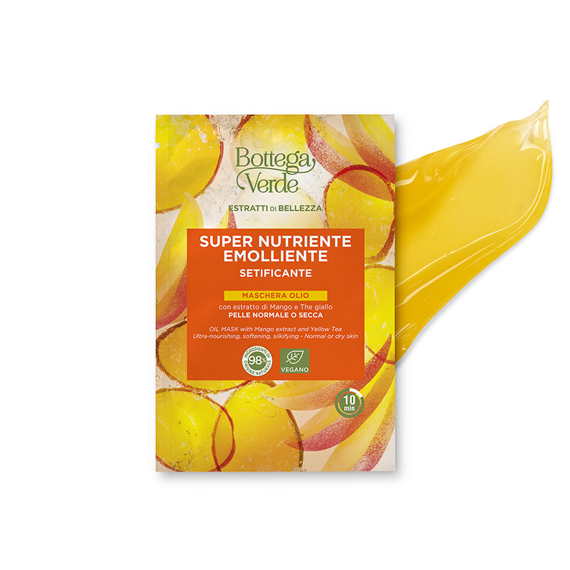 Bottega Verde- oljemaske med MANGOEKSTRAKT og GUL TE. Nærende, beroligende. Normal eller Tørr hud.