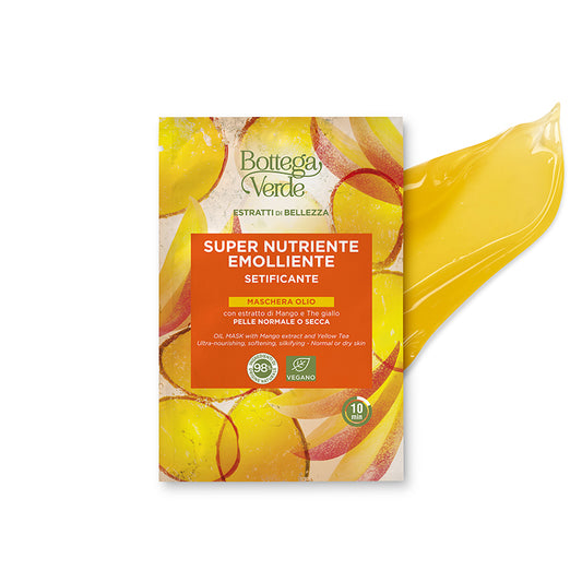 Bottega Verde- oljemaske med MANGOEKSTRAKT og GUL TE. Nærende, beroligende. Normal eller Tørr hud.